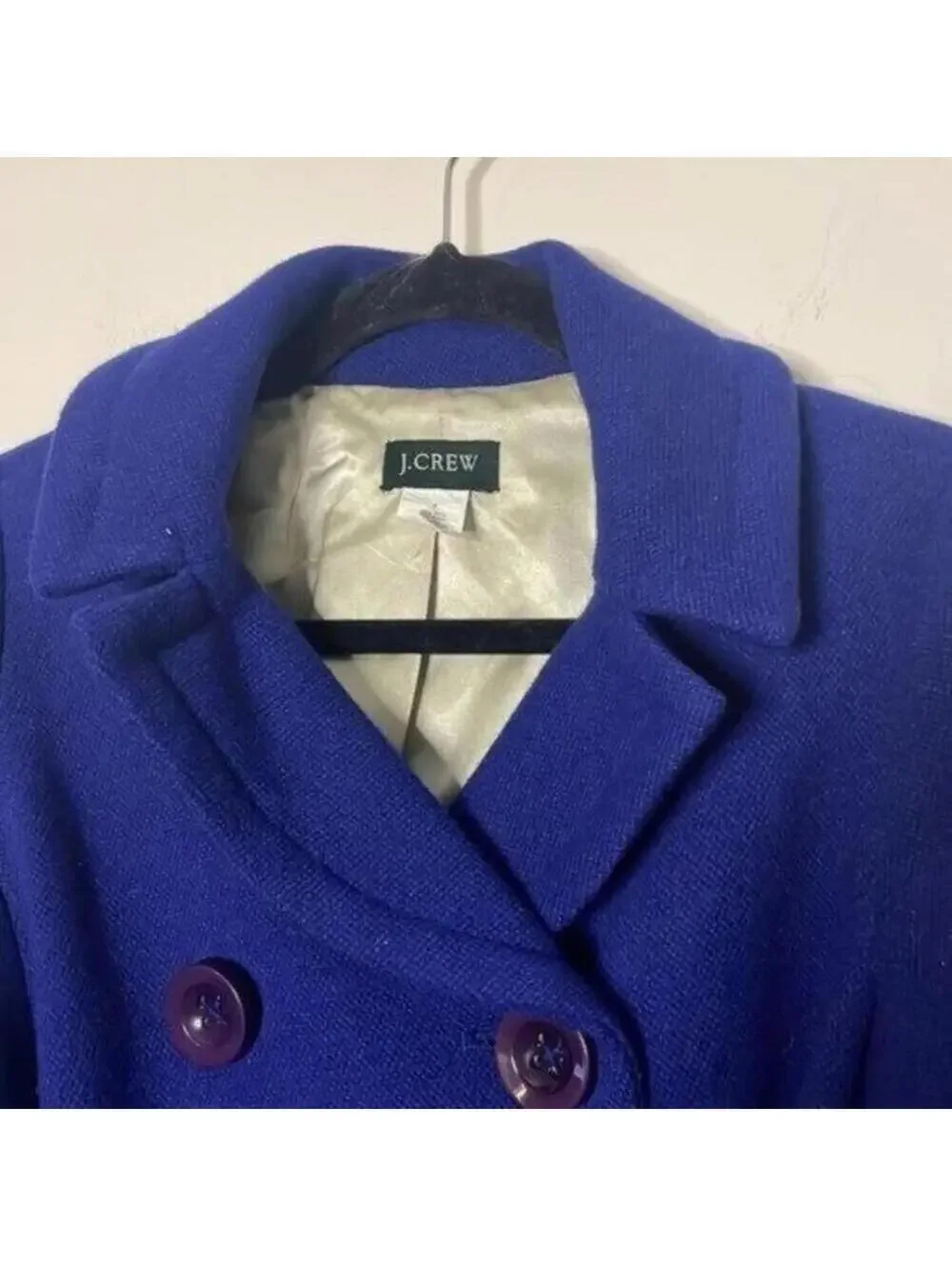 J Crew Button Up Wool Blend Royal Blue Blazer Coat Jacket